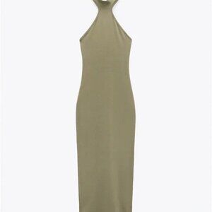 Zara | bodycon midi dress with halter neck |  sz M - never worn